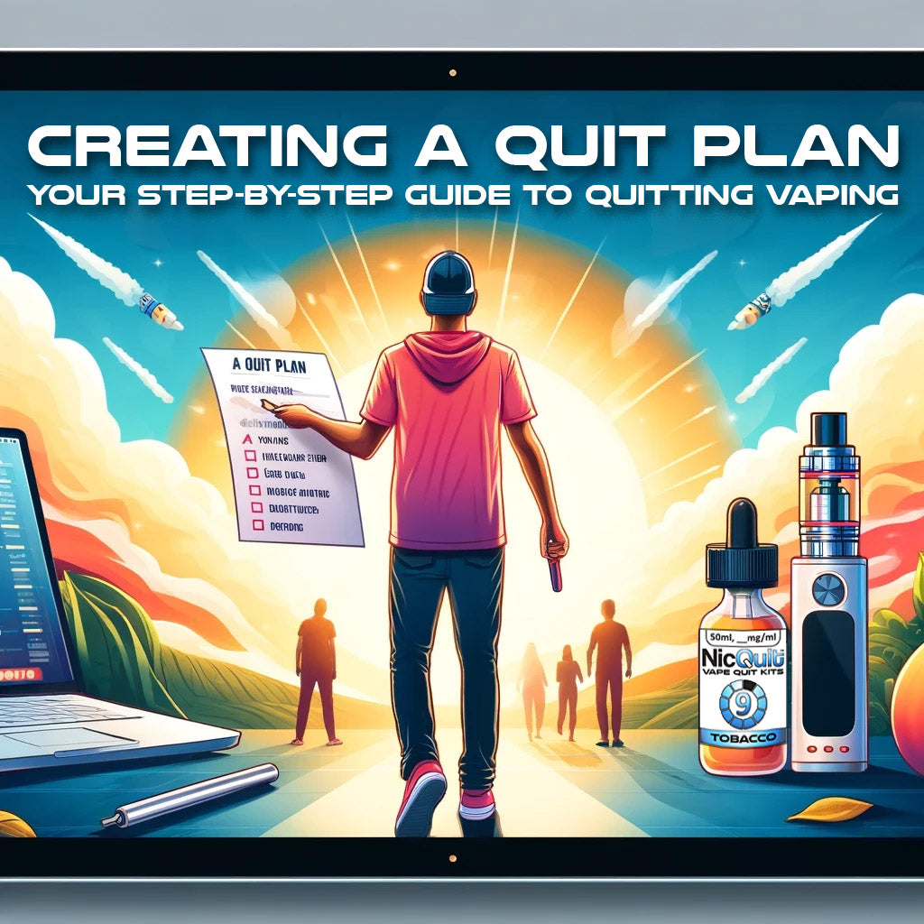mage of a person holding a quit plan, with NicQuit branding on the side. Text on the image reads: 'Creating a Quit Plan - Your Step-by-Step Guide to Quitting Vaping.