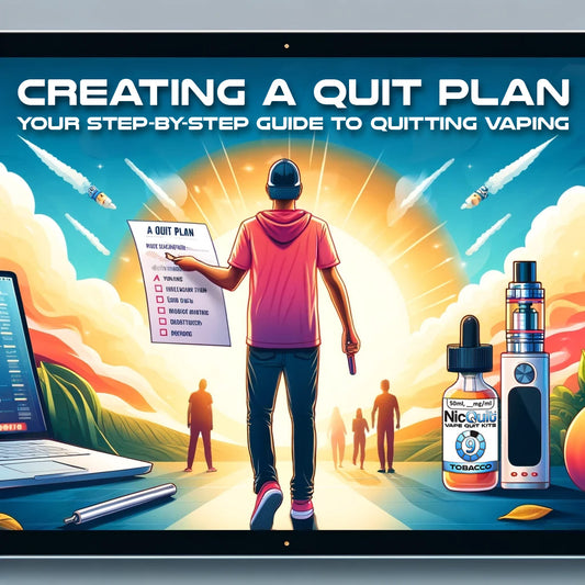 mage of a person holding a quit plan, with NicQuit branding on the side. Text on the image reads: 'Creating a Quit Plan - Your Step-by-Step Guide to Quitting Vaping.